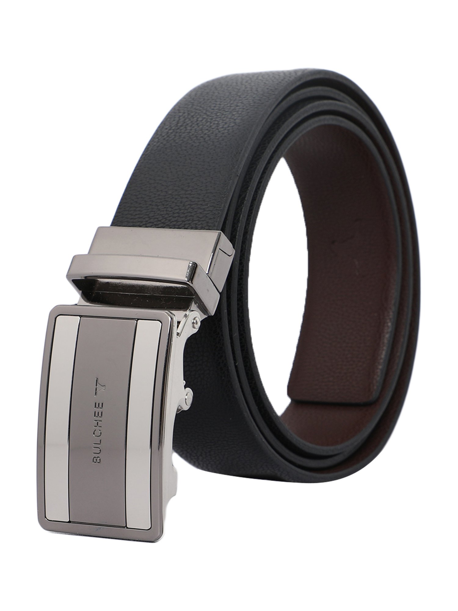 BELWABA Black Textured Formal Leather Belt for Men