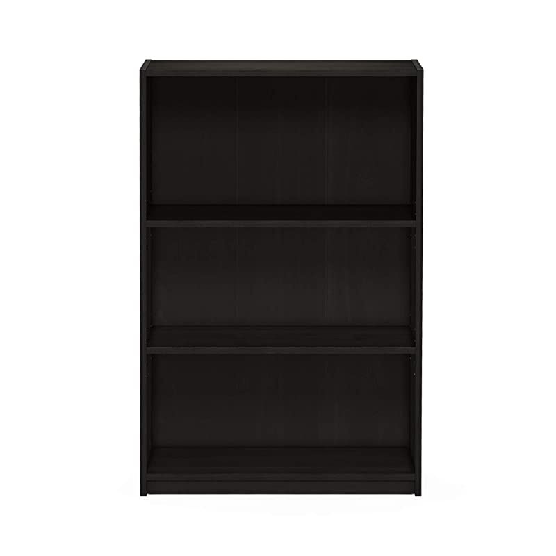 JAYA Simple Home 3-Tier Adjustable Shelf Bookcase, Espresso