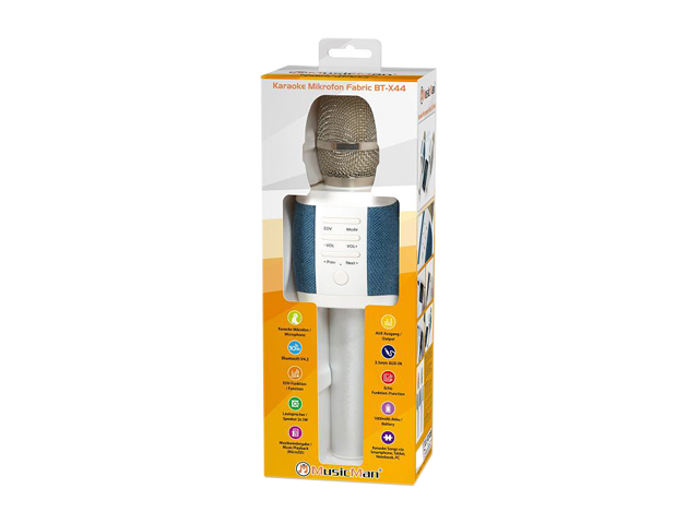 Technaxx 4811 Karaoke MIC Fabric Blue 2-IN-1 W/ 2X 5W Speaker System