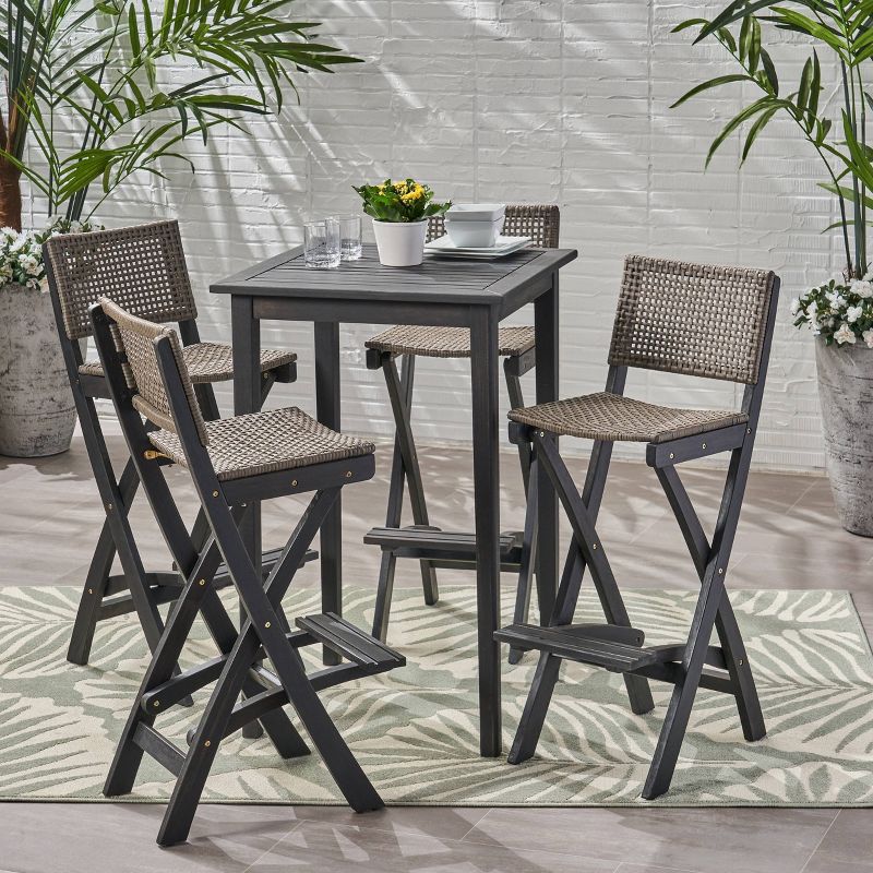 Toranto 3pc All-Weather Wicker Bar Island Set - Brown - Christopher Knight Home