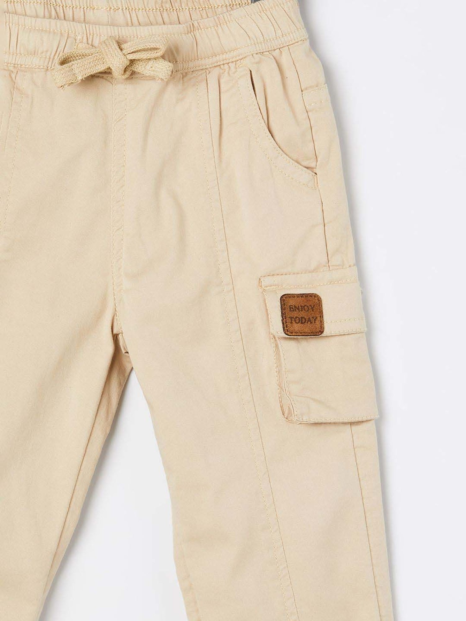 Juniors by Lifestyle Boys Beige Cotton Solid Woven Bottom