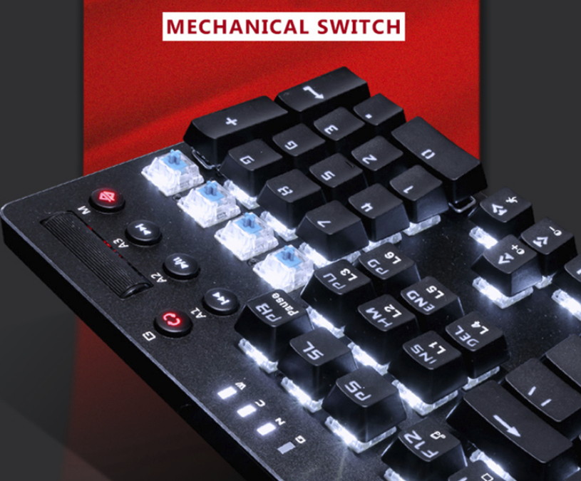 Ajazz AK35IGT Ergonomic Design, Cool Exterior USB Wired N-key Rollover White Backlit Blue Mechanical  Gaming Keyboard And AJ107 2400DPI  Mouse Combo For Office And Game - Black