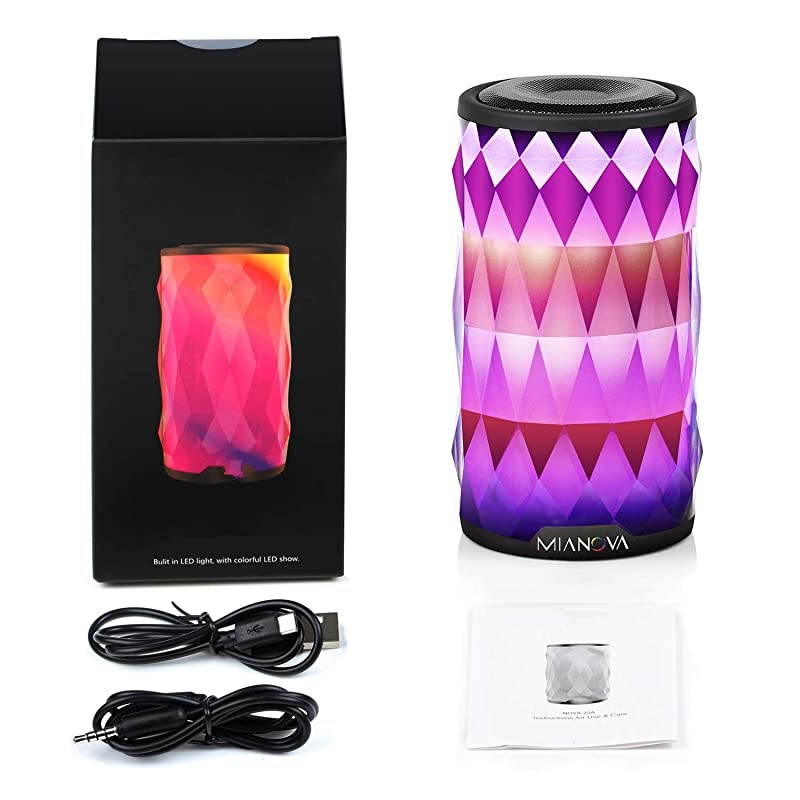LED Bluetooth Speaker,Night Light Changing Wireless Speaker, Portable Wireless Bluetooth Speaker 6 Color LED Themes,Handsfree/Phone/PC/MicroSD/USB Disk/AUX-in/TWS Supported