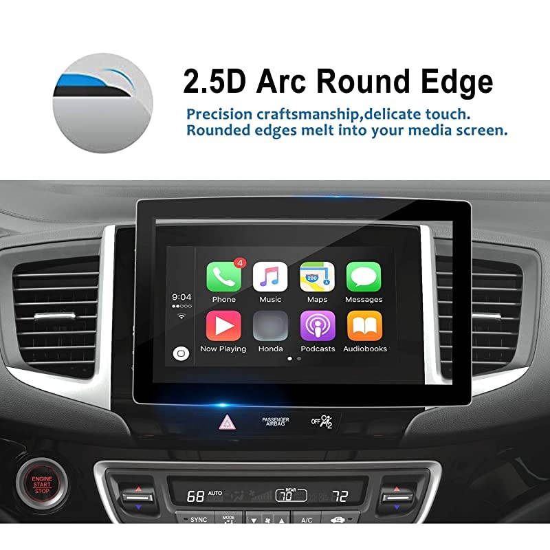 Car Navigation Screen Protector for Pilot 8-Inch 2016-2018,Tempered Glass 9H Hardness Audio Infotainment Display Center Touch Protective Film Scratch-Resistant