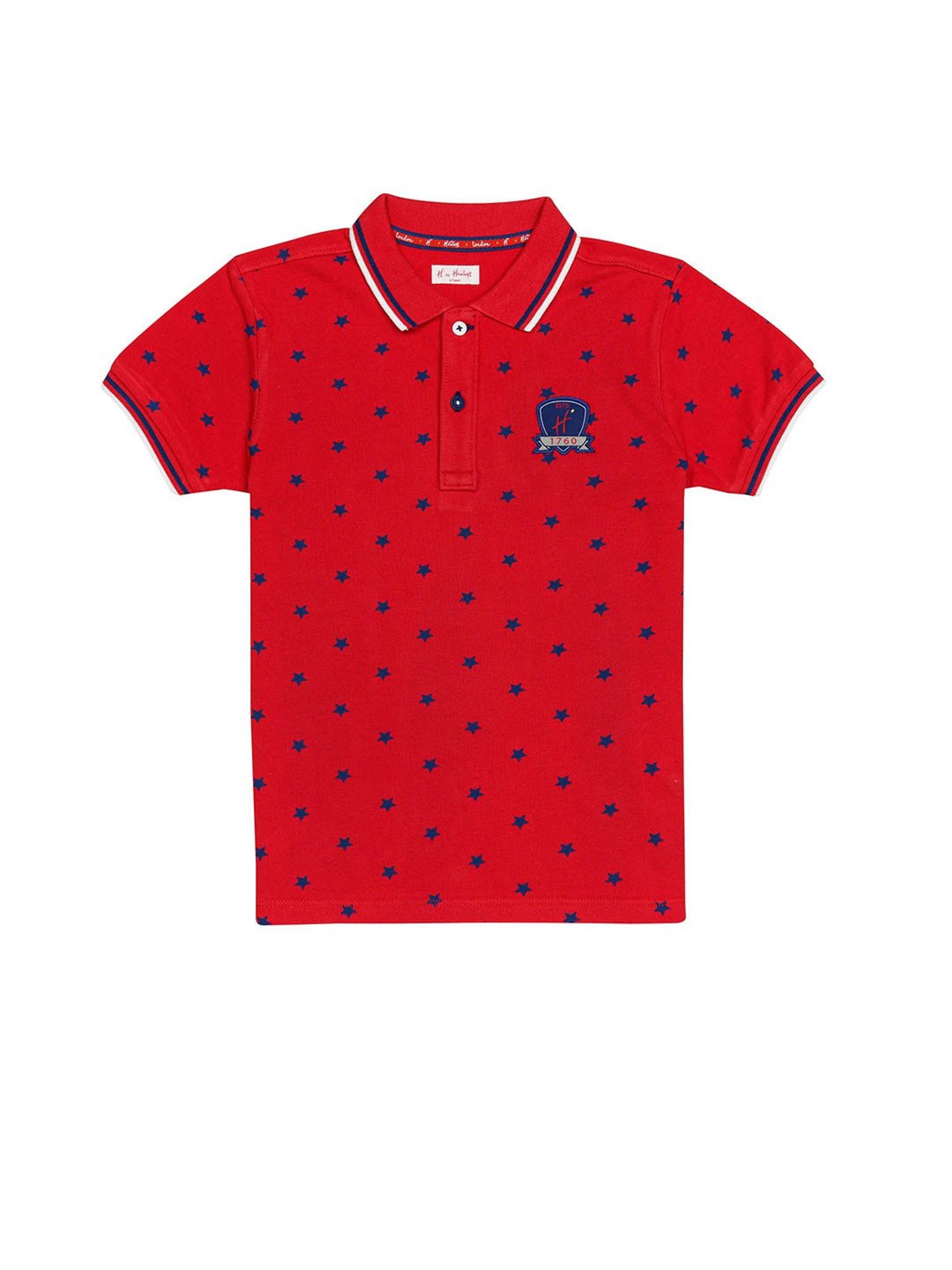 H by Hamleys Boys Red Printed Polo T-Shirt