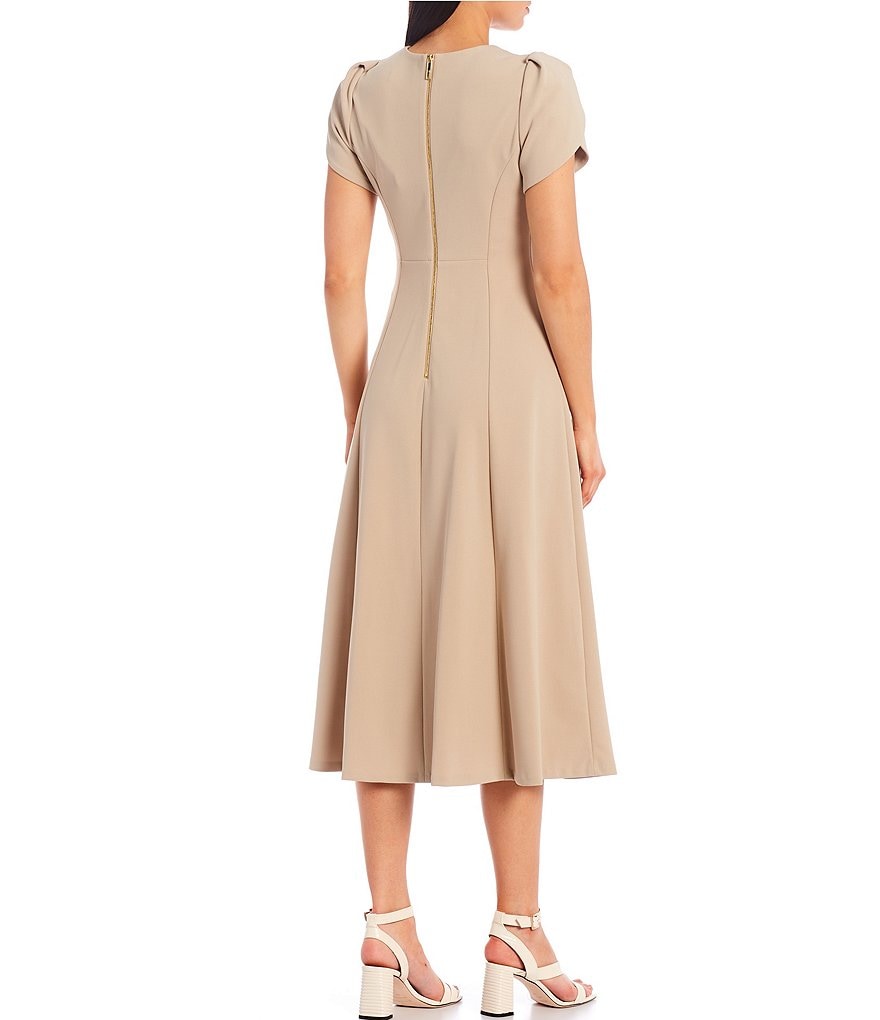 Vince Camuto Halter Bow Neck Sleeveless Midi Dress with Side Seam Pockets
