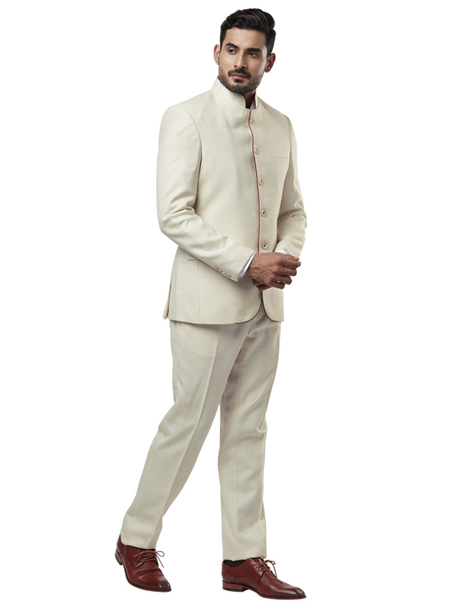 Raymond Beige Regular Fit Self Pattern Two Piece Suit