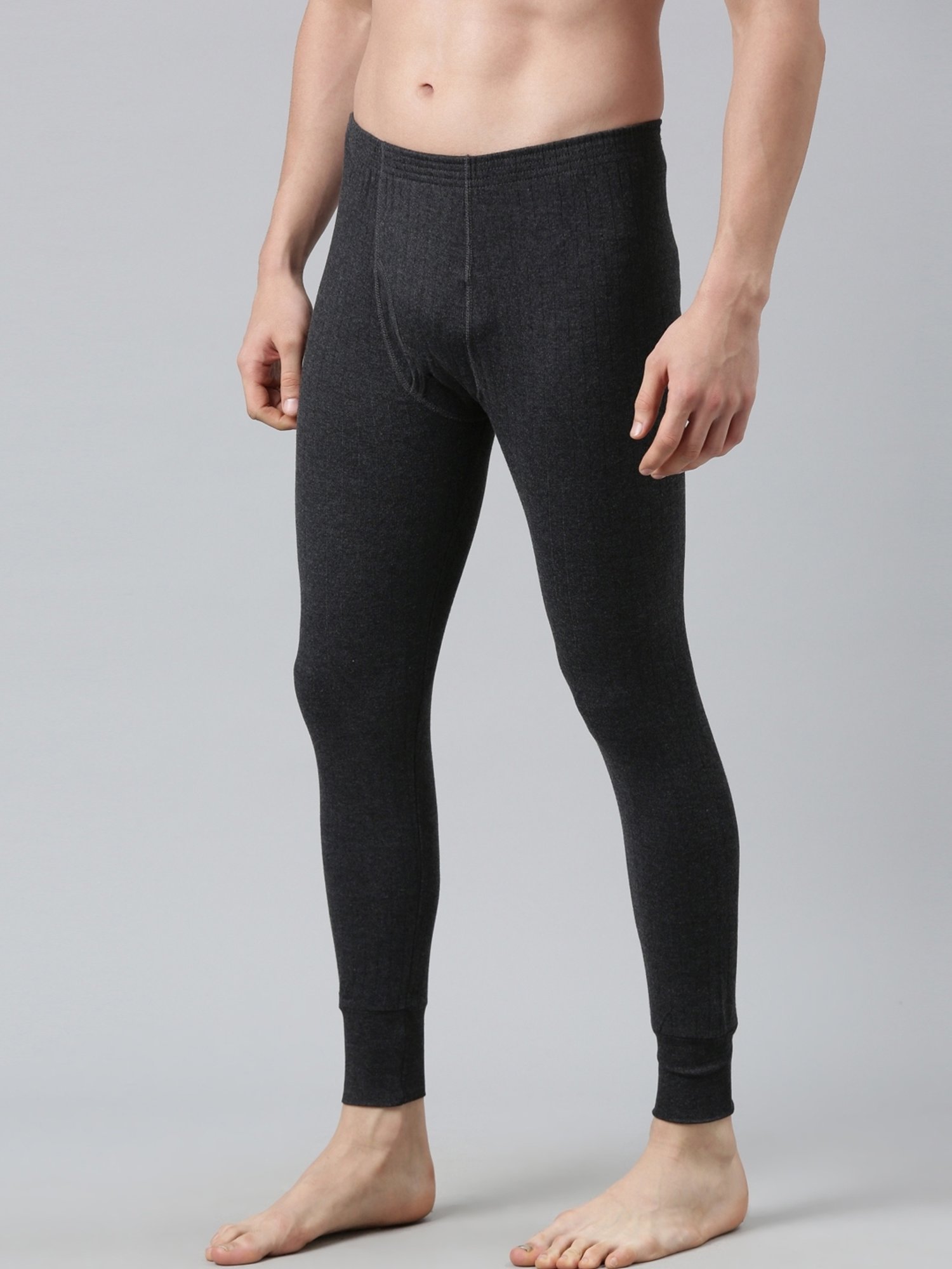 Dixcy Josh Dark Grey Melange Cotton Skinny Fit Thermal Bottoms