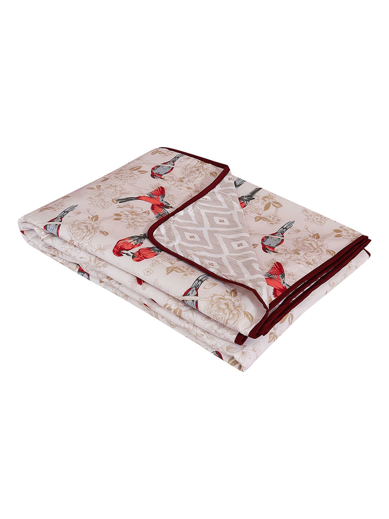 Romee Cream Cotton Floral Blankets Quilts and Dohars