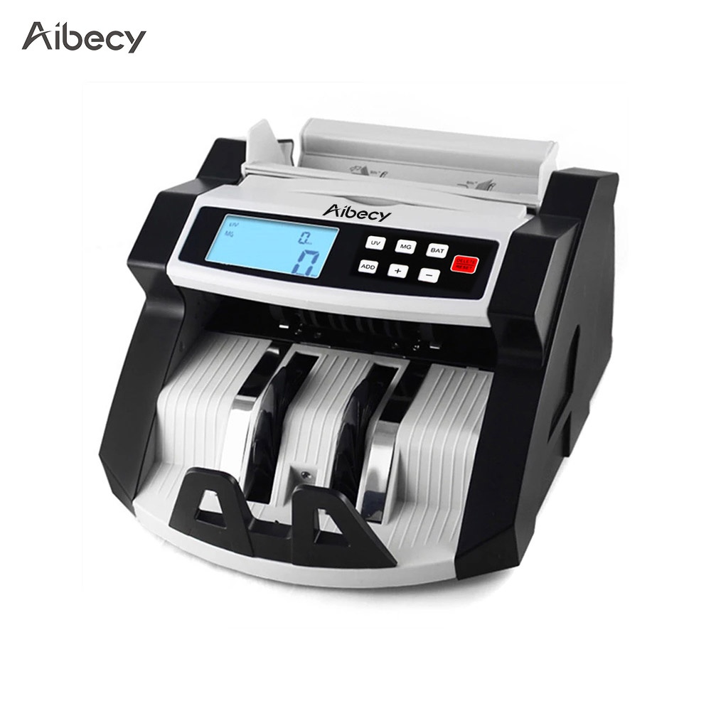 Aibecy Automatic Multi-Currency Cash Banknote Money Bill Counter Counting Machine LCD Display with UV MG Counterfeit Detector for EURO US Dollar AUD Pound