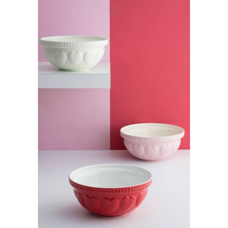 Mason Cash 135oz Earthenware Hearts Mixing Bowl Cream
