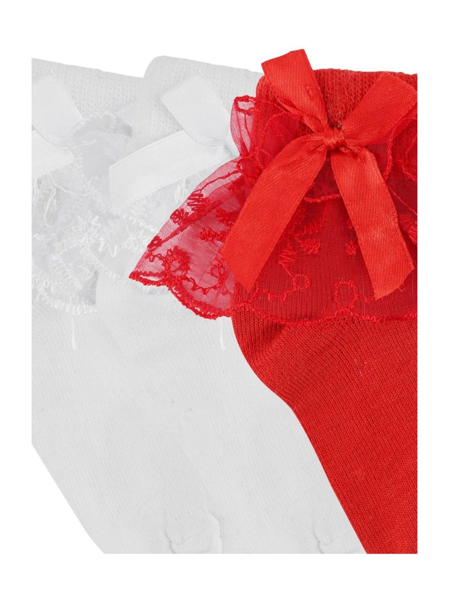 NEXT2SKIN Kids White & Red Regular Fit Socks (Pack of 3)