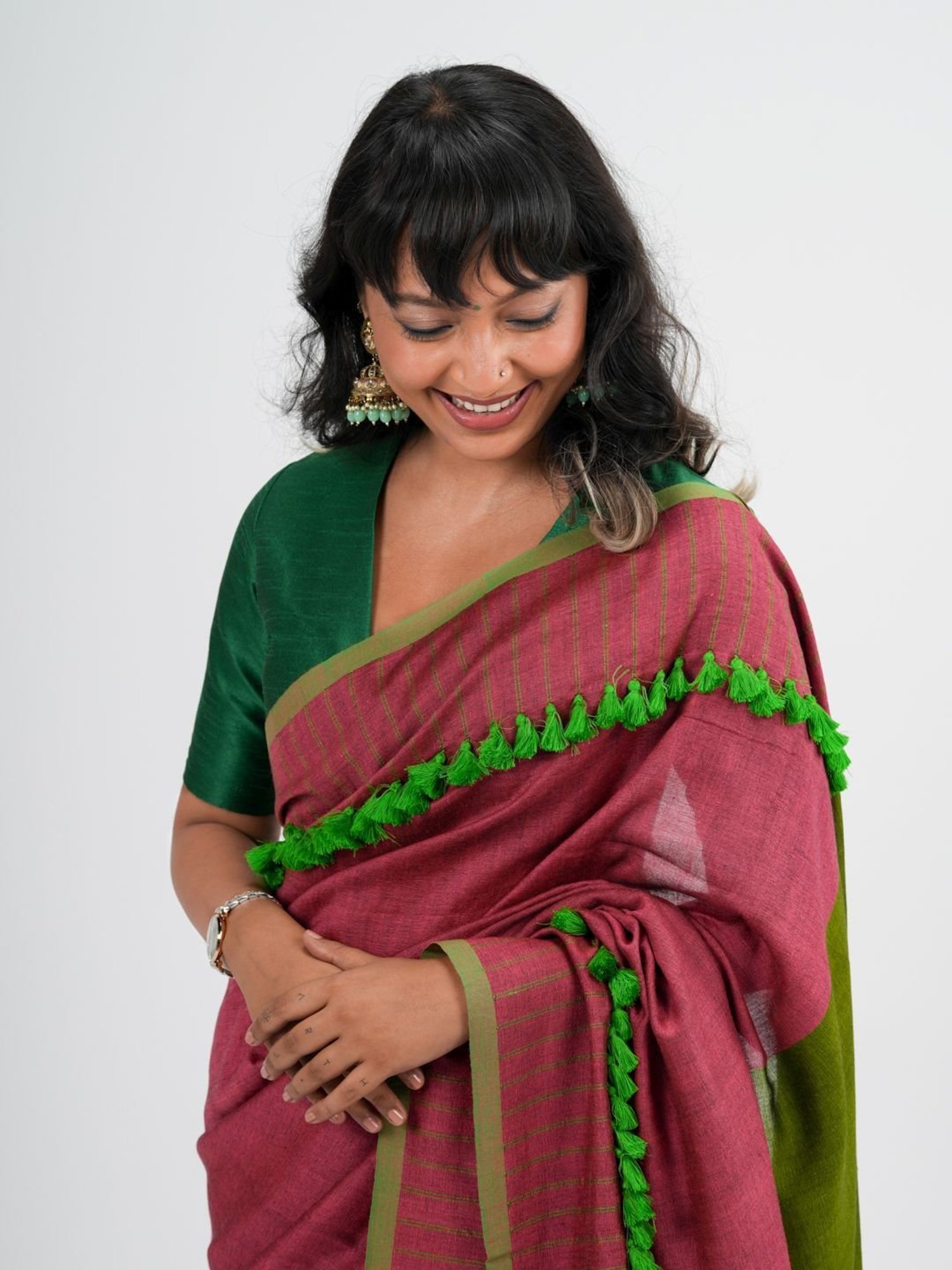 Suta Green V-Neck Blouse