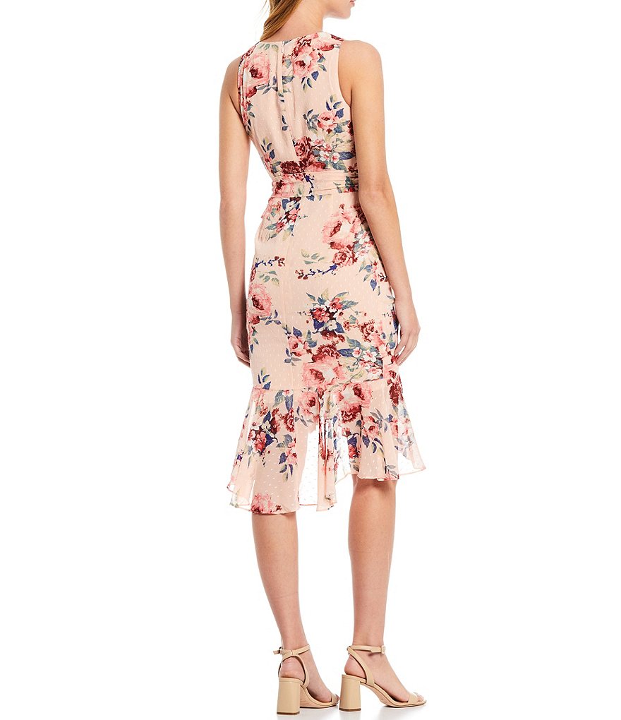 Eliza J Surplice V-Neck Sleeveless Faux Wrap Dress