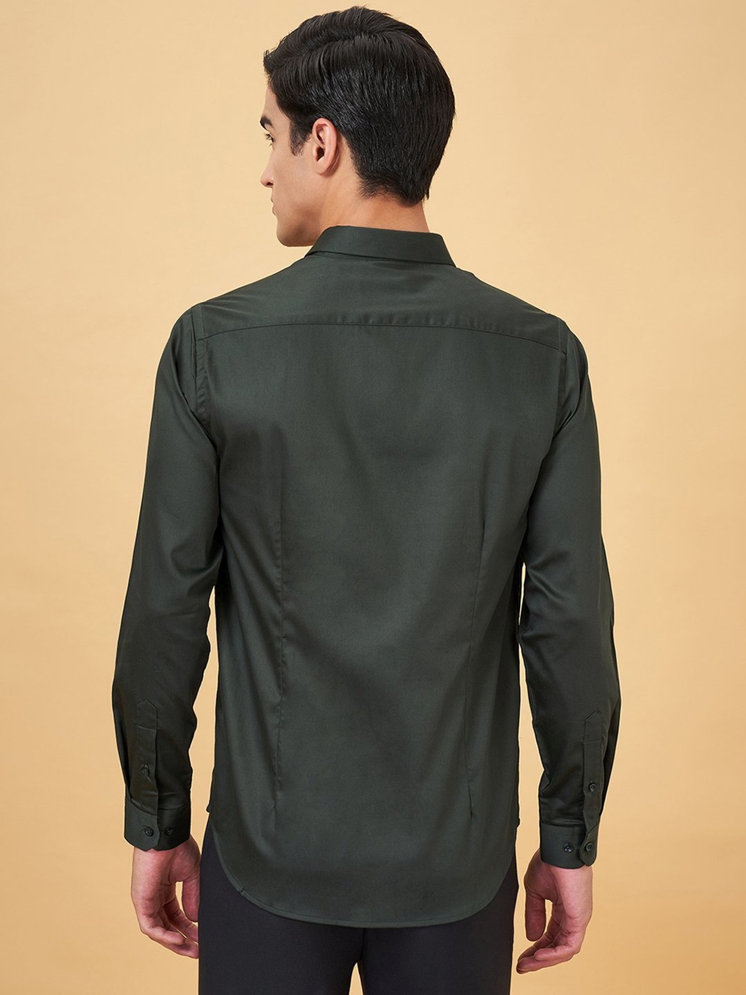 Byford By Pantaloons Duck Green Cotton Slim Fit Shirt