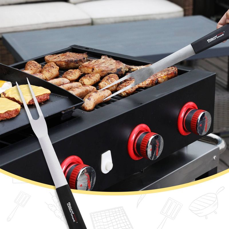 Royal Gourmet 14pc Stainless Steel Grill Accessories Set and Barbecue Tool Kit Gray