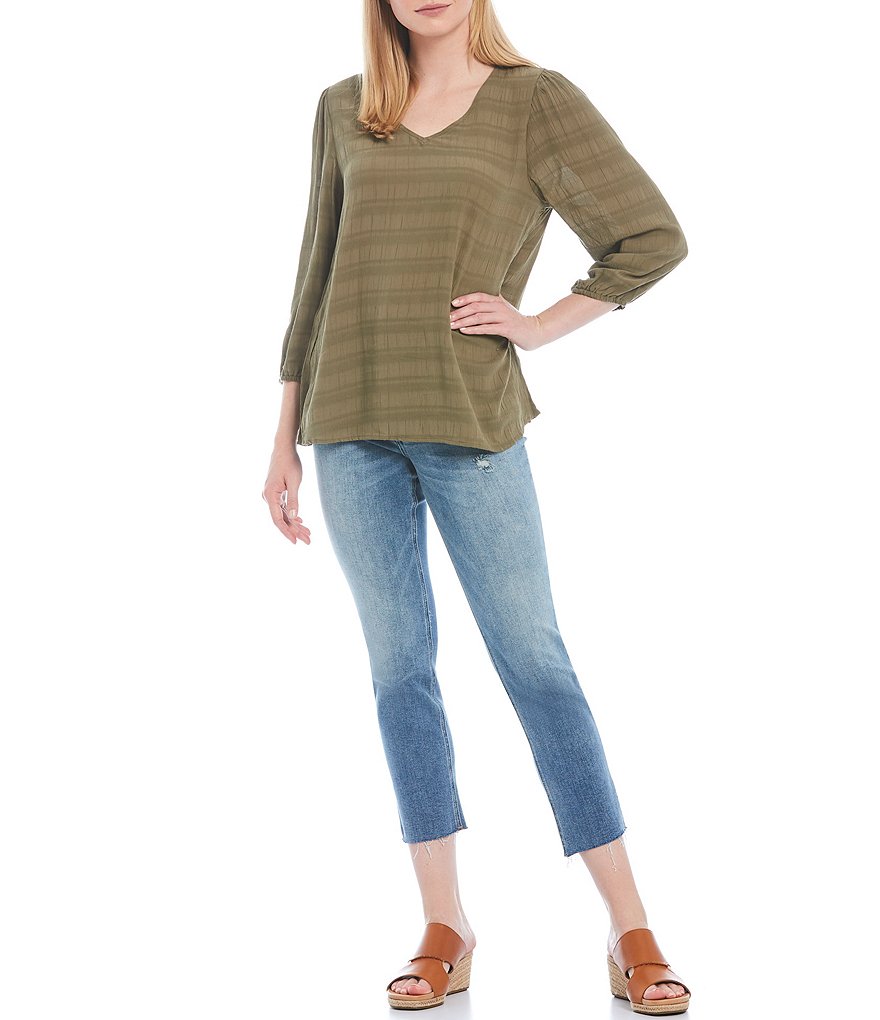 KUT from the Kloth Rachael High Rise Fab Ab Technique Exposed Button-Fly Raw Hem Mom Jeans