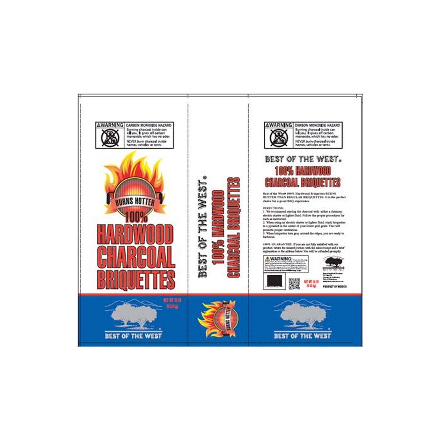 Best of the West Natural Hardwood Charcoal Briquettes for Grilling, 10 Pound Bag