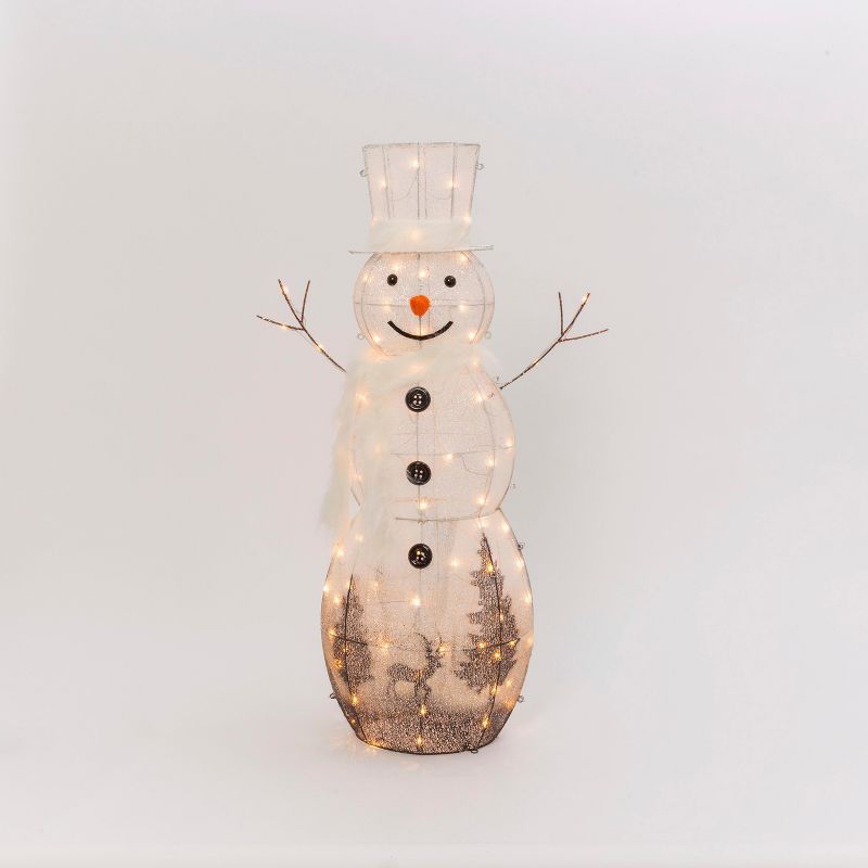 Gerson International 48-Inch Tall, Electric-Operated, LED Lighted White Snowman with Scarf and Top Hat