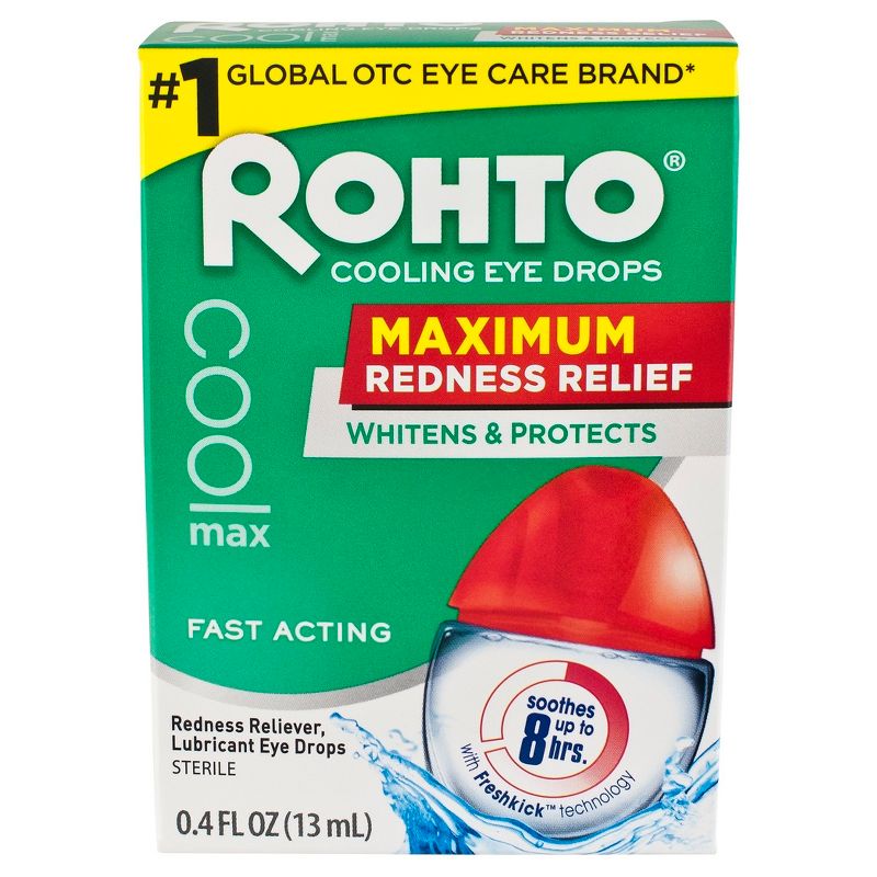 Rohto Cool Max Maximum Redness Relief Cooling Eye Drops - 0.4oz