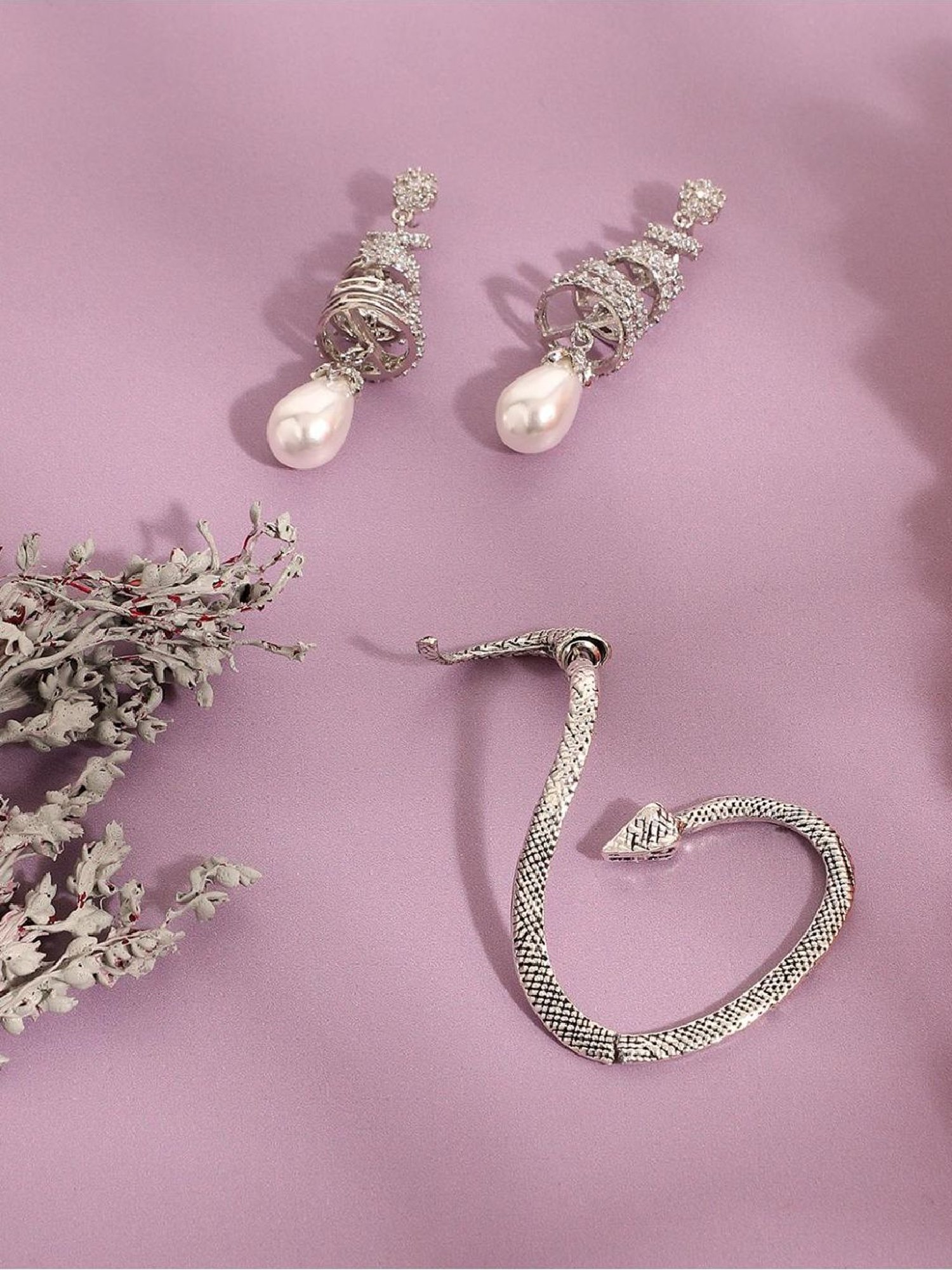 Sri Jagdamba Pearls Black Rosy Pearl Drop Earrings