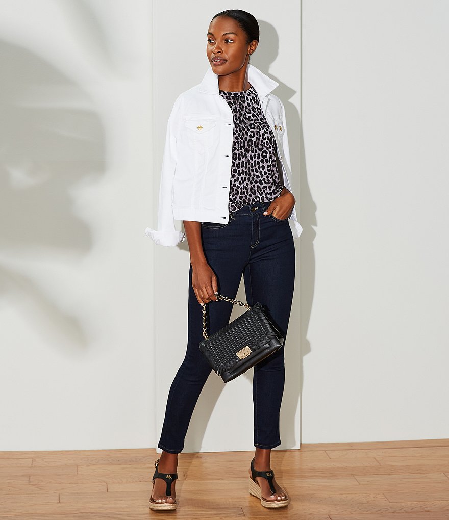 Ali Miles Printed Button Front Floral Wire Neck 3/4 Bell Sleeve Jacket