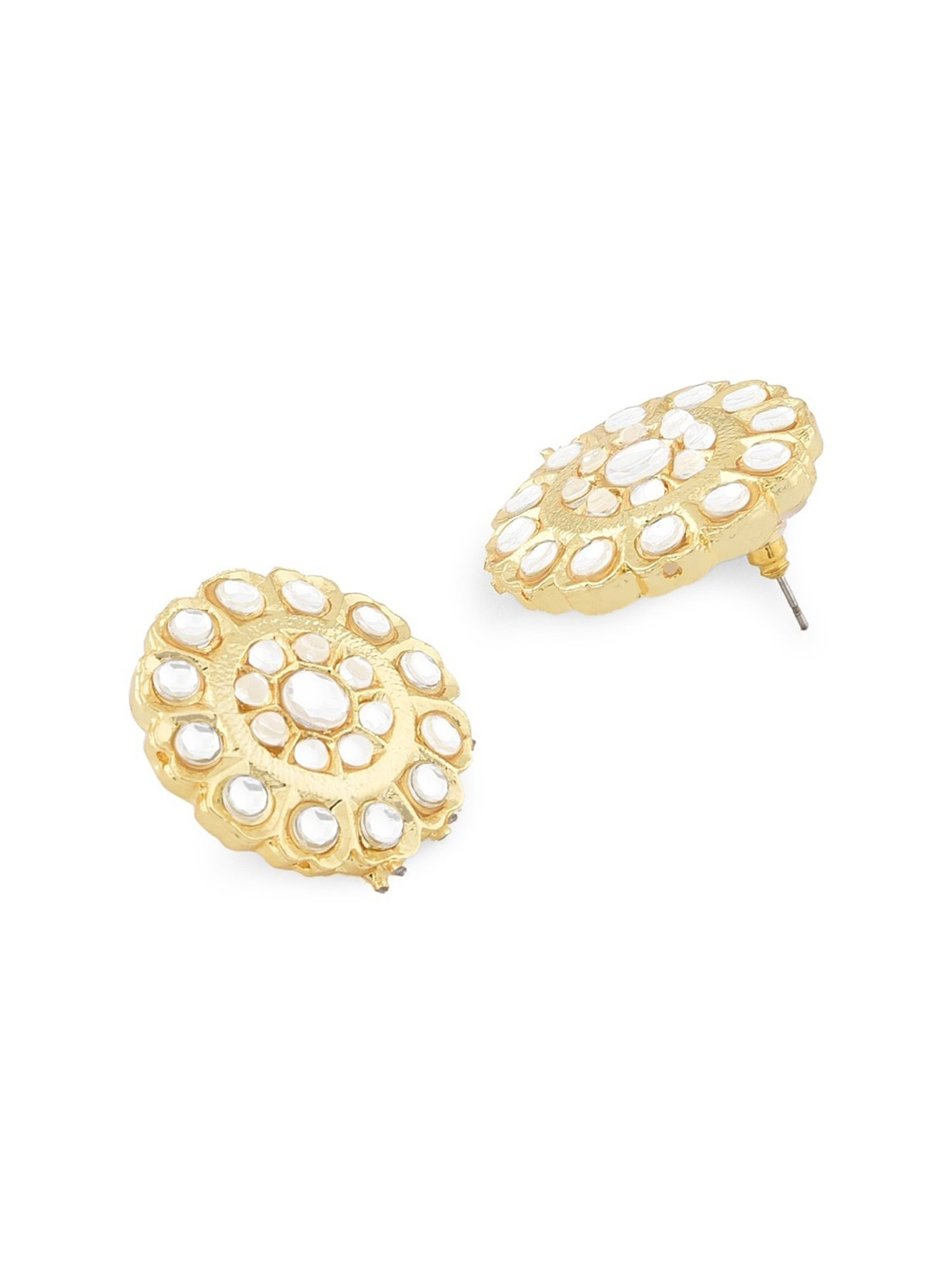 Zaveri Pearls Green Crystal Beads & Kundan Woven Necklace, Earring & Ring Set