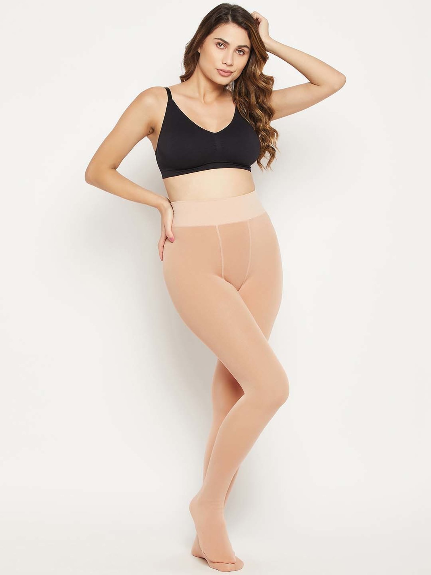 Secrets By ZeroKaata Beige Plain Stockings