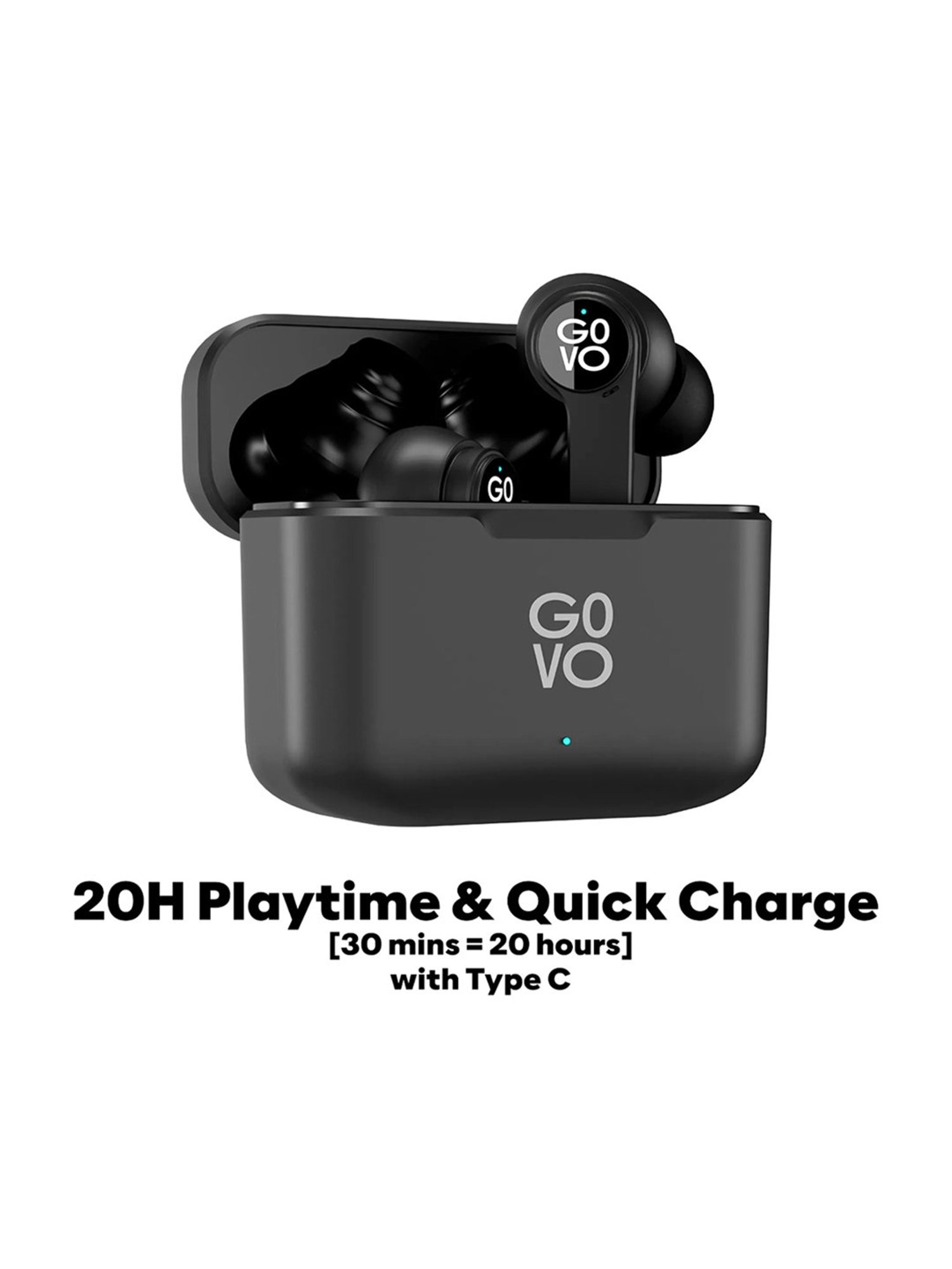 GOVO GOBUDS 621 in Ear BT Earbuds with 20Hrs Battery & Fast Charge (Platinum Black, True Wireless)