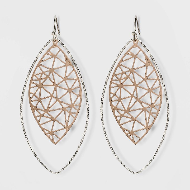 Multi Plated Filigree Drop Earrings - A New Day™