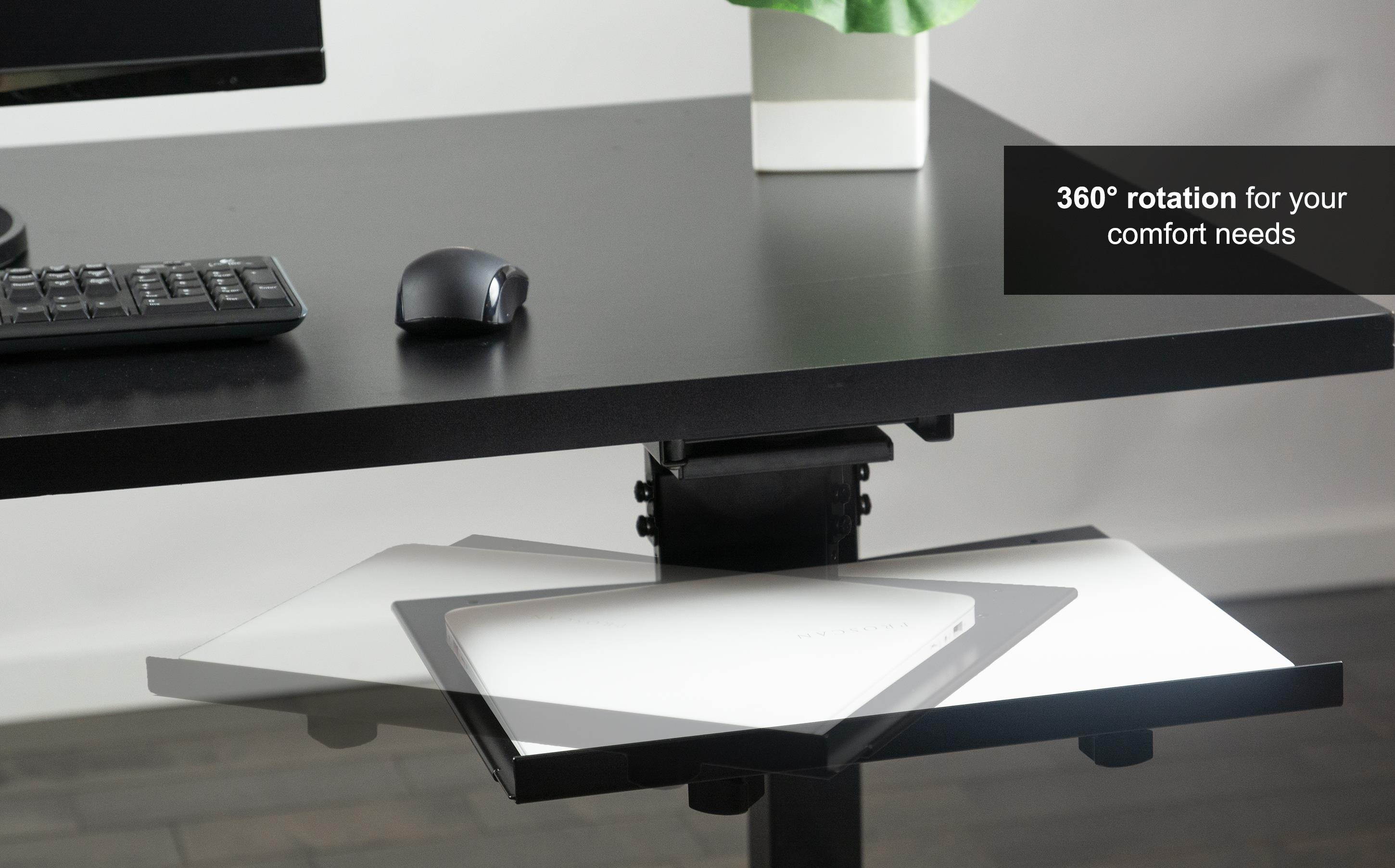 VIVO Black Sliding Tray Track Adjustable Platform Mounted Under Desk | Laptop Notebook Holder (DESK-AC02A)