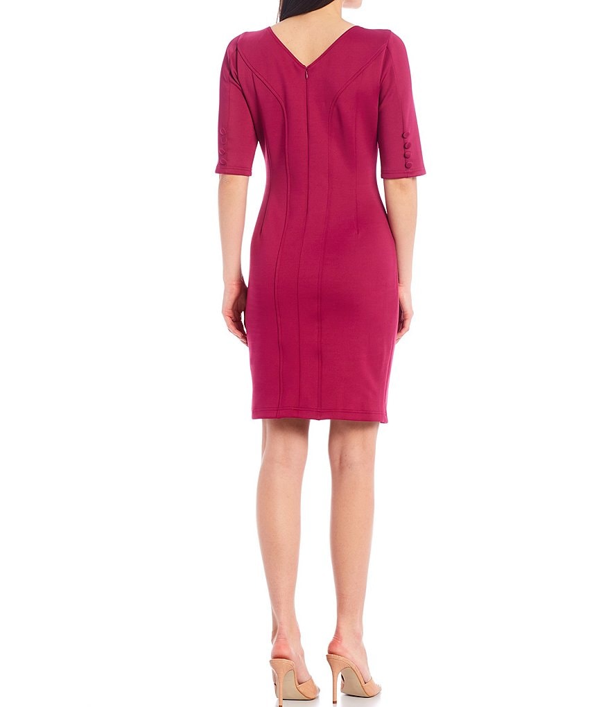 LDT Talia Sheath Boat Neck 3/4 Sleeve Dress