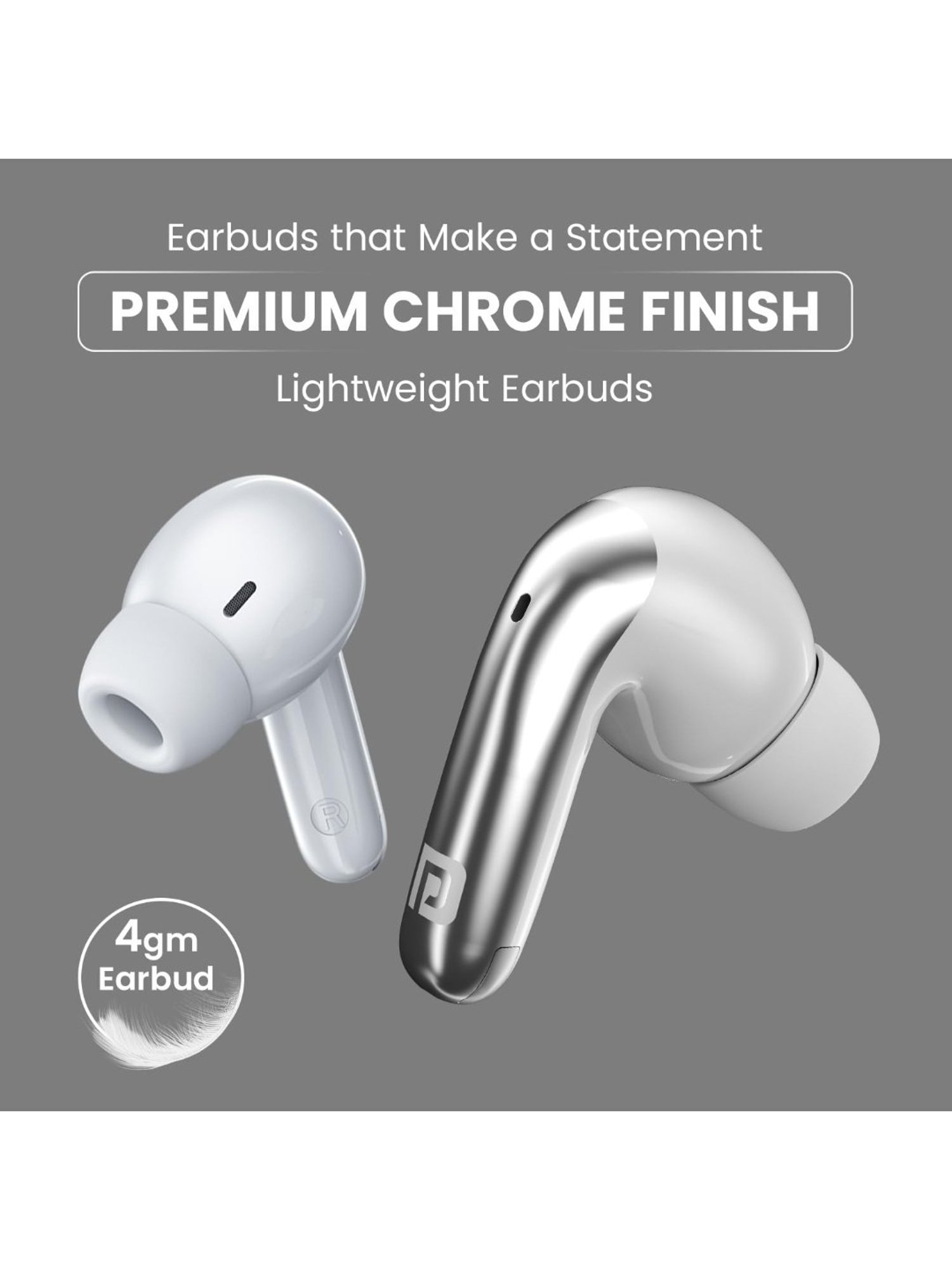 Portronics Harmonics Twins 28 in Ear Earbuds with ANC & 50Hrs Playback (White, True Wireless)