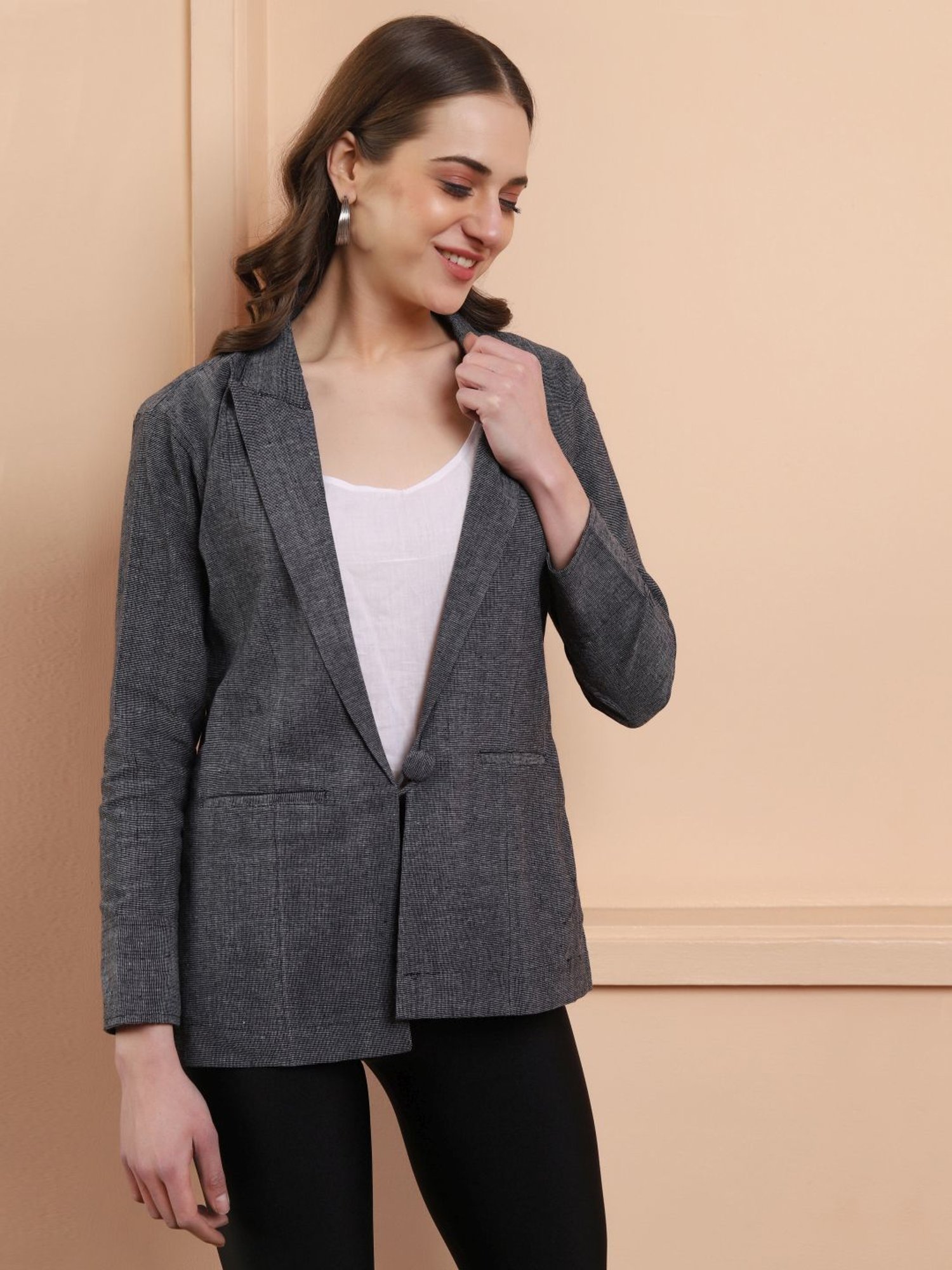 SHADES Grey Pure Cotton Handloom Blazer