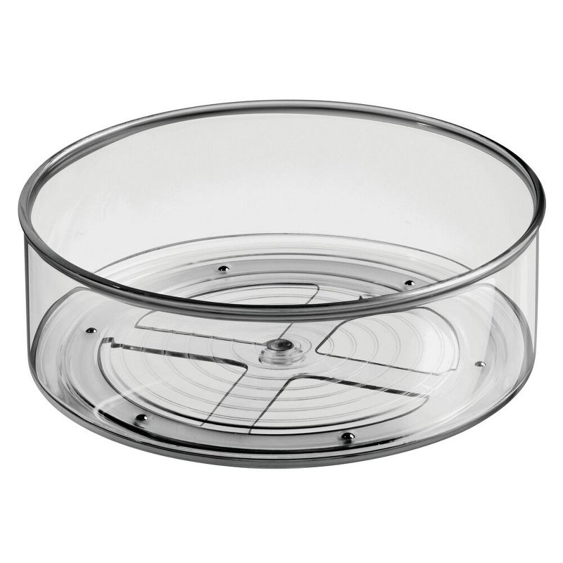 mDesign Plastic Round Lazy Susan Rotating Storage Turntable, 2 Pack - Smoke Gray