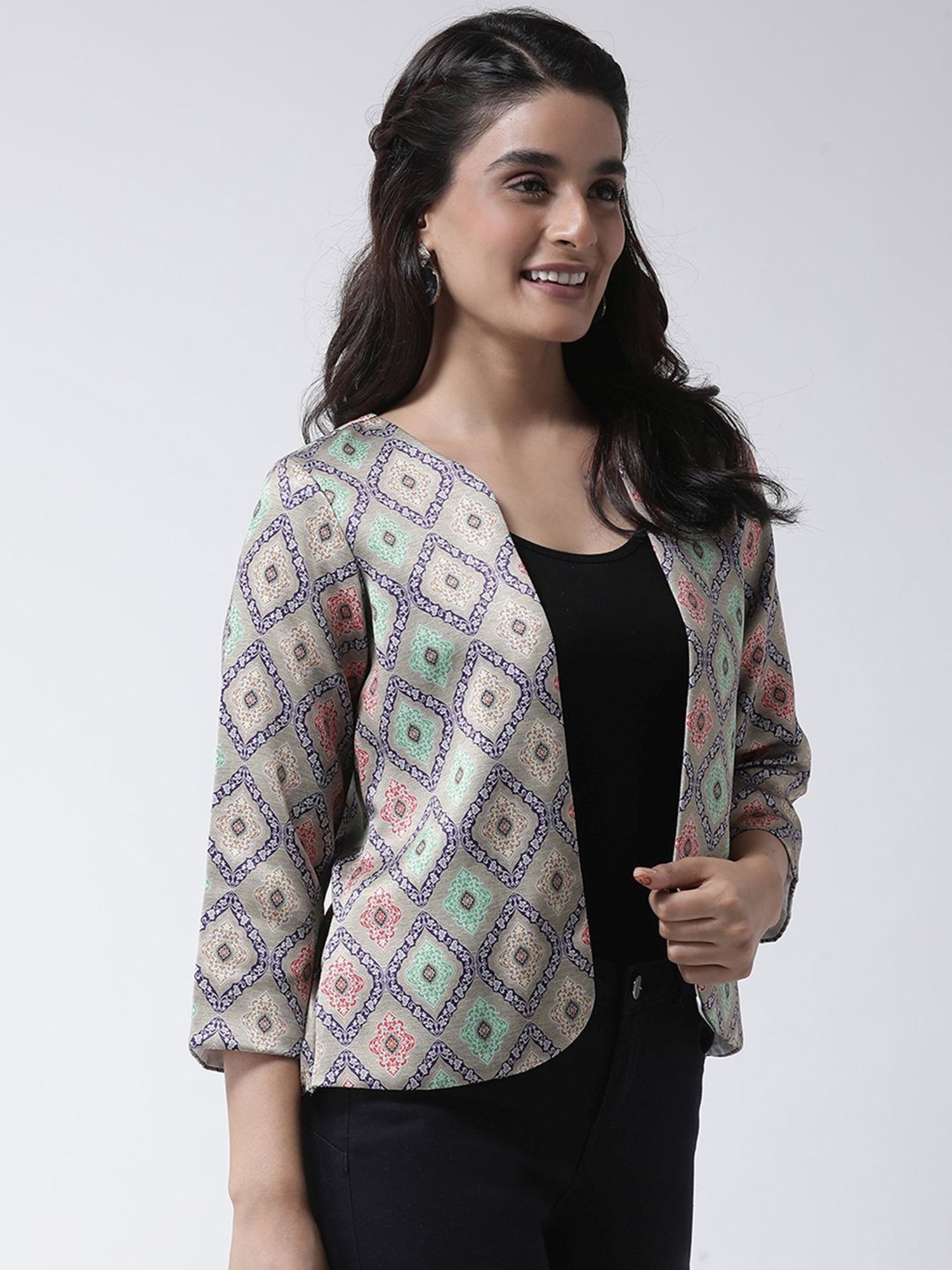 Hangup Grey Printed Shrug