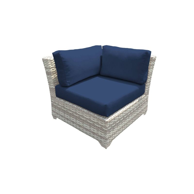 Nolin 7pc Sectional Weathered Brown Frame Sunbrella Spectrum Denim Fabric - La-Z-Boy