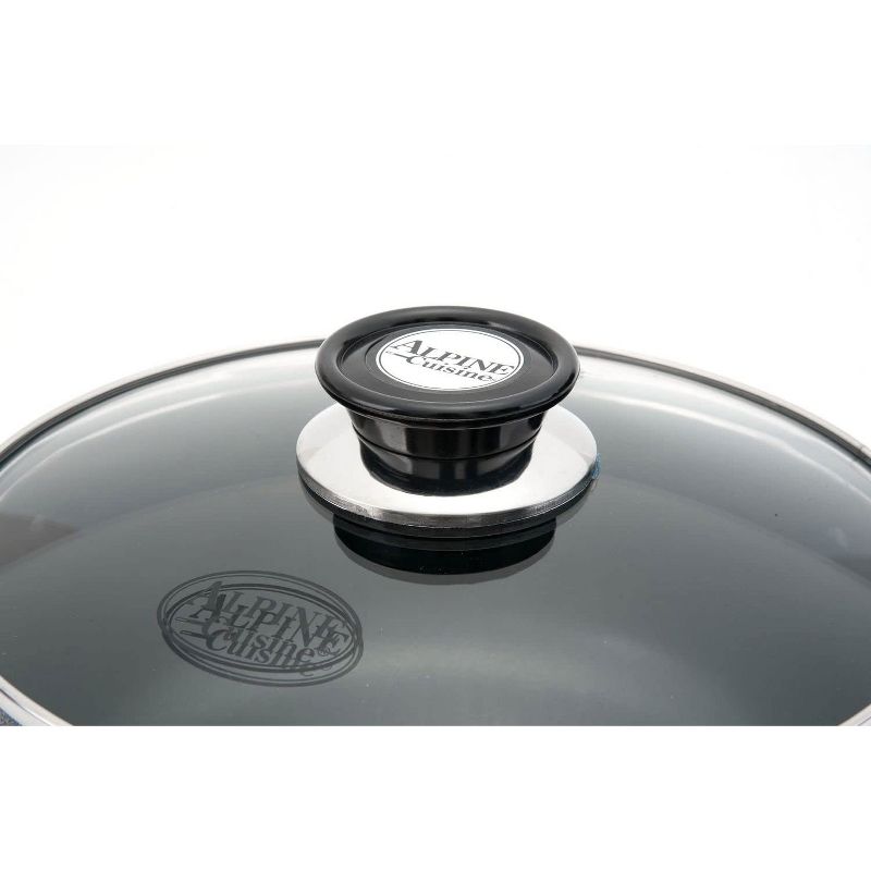 Alpine Cuisine Aluminum Non-Stick Dutch Oven Pot with Glass Lid and Carrying Handles, 6.5 Quart, Gray