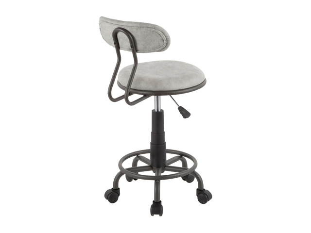 Swift Industrial Task Chair in Grey Metal and Light Grey Faux Leather by LumiSource