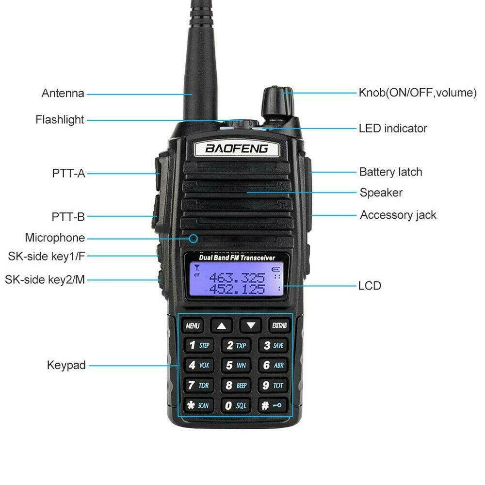 UV-82 Dual Band Two-way Radio : VHF 136-174 UHF 400-520mhz Walkie Talkie