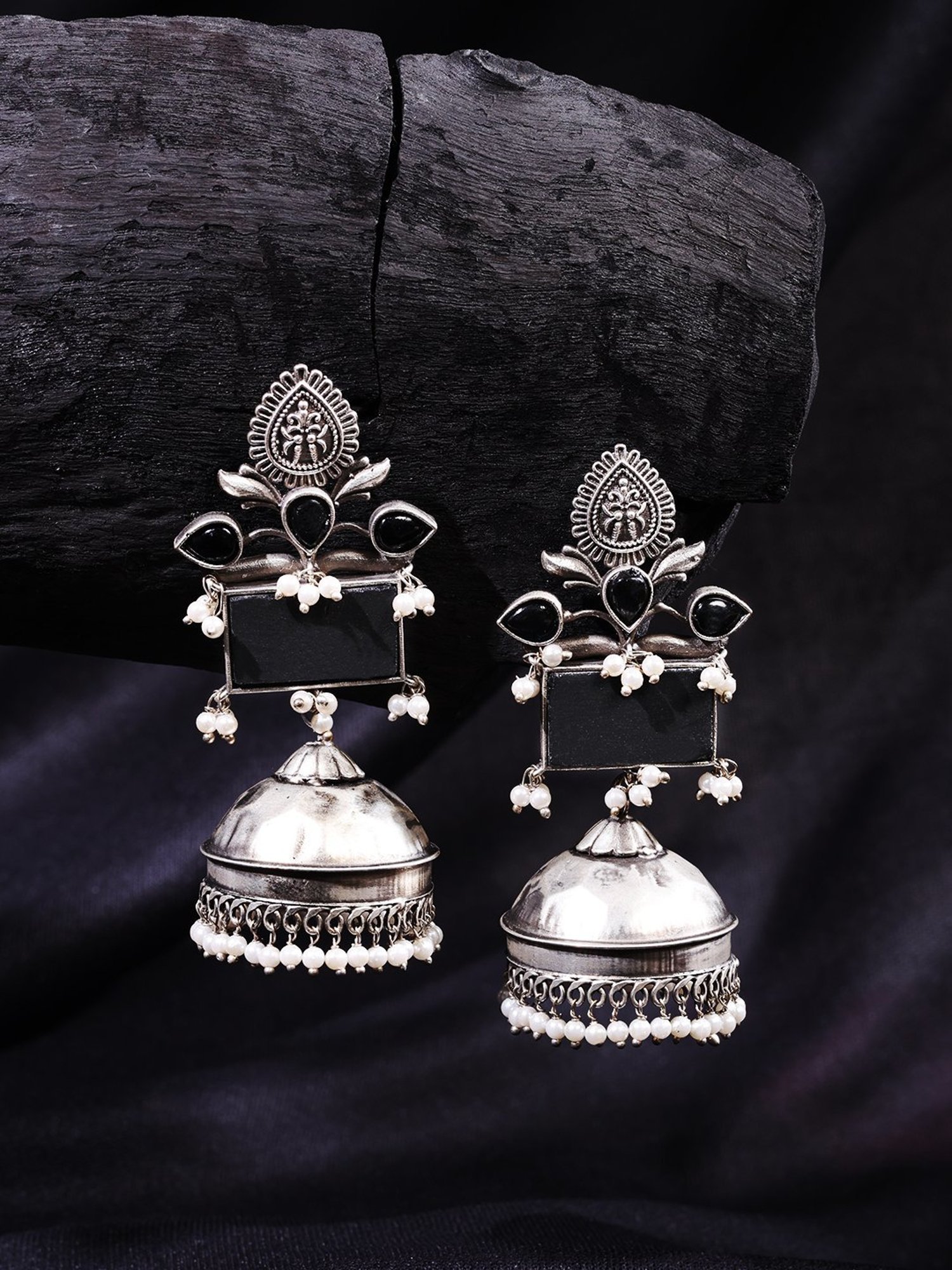 Abdesigns German Silver-Plated High Quality Jhumki Earrings