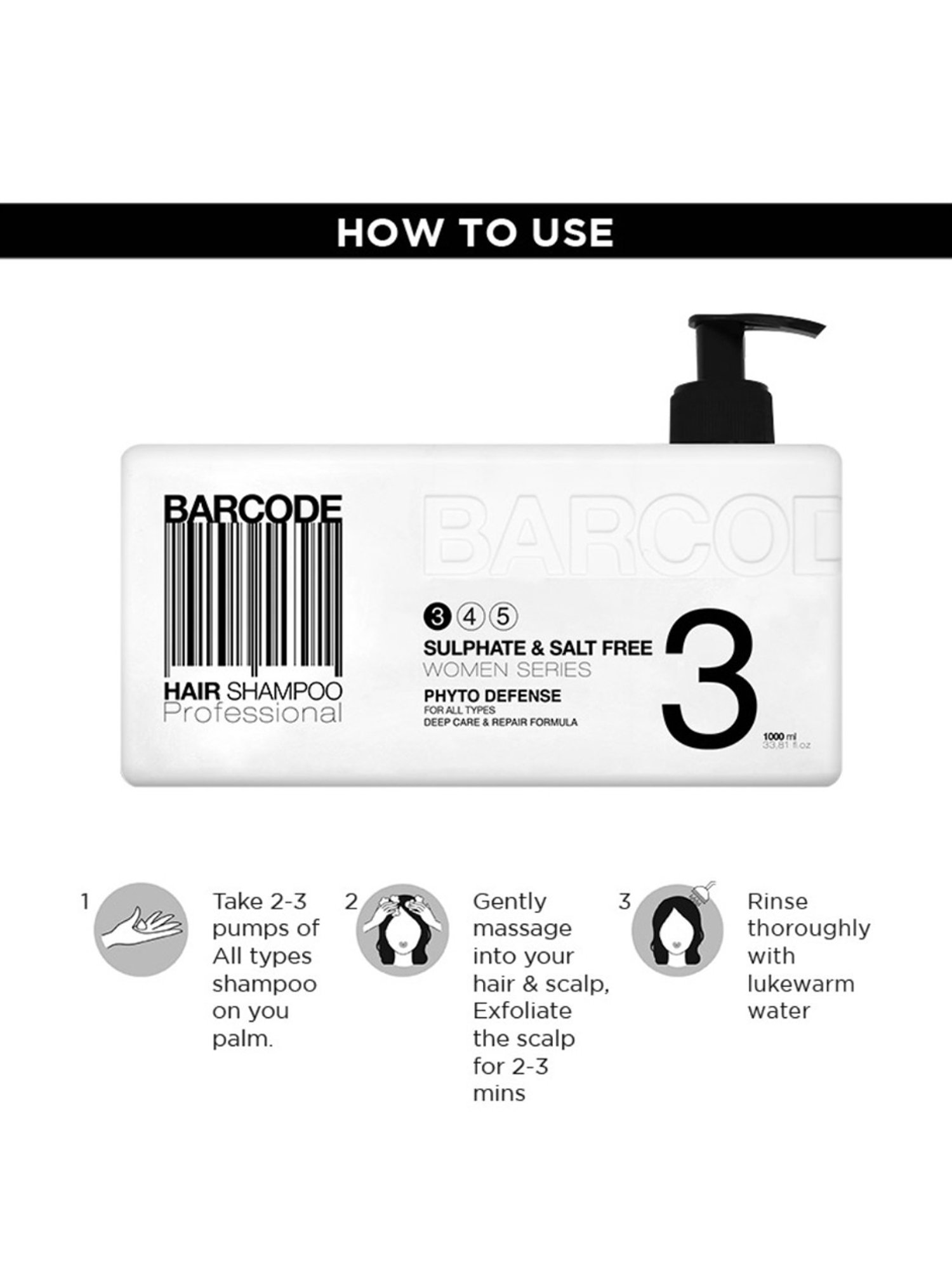 Barcode Professional Sulphate & Salt Free Women Series Hair Shampoo - 1000 ml