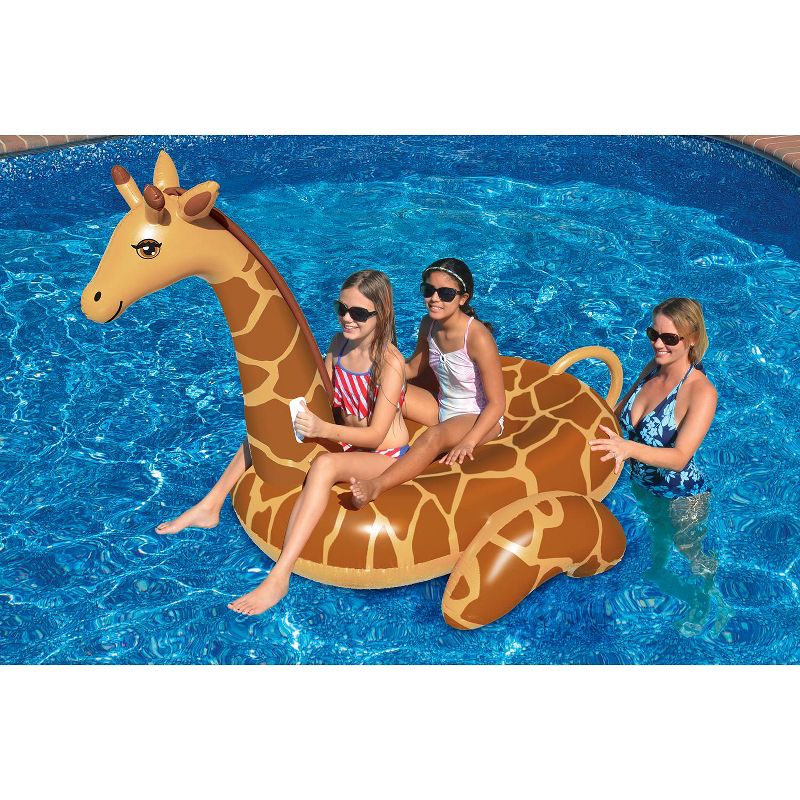 Swimline 96" Water Sports Inflatable Giant Giraffe Swimming Pool 2-Person Ride-On Lounger - Brown