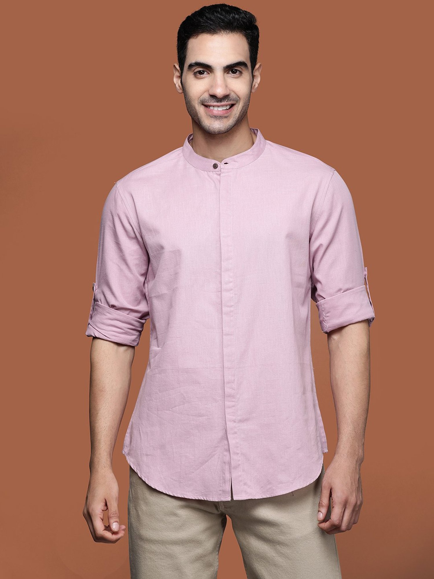 Indo Era Lavender Regular Fit Ethnic Shirt