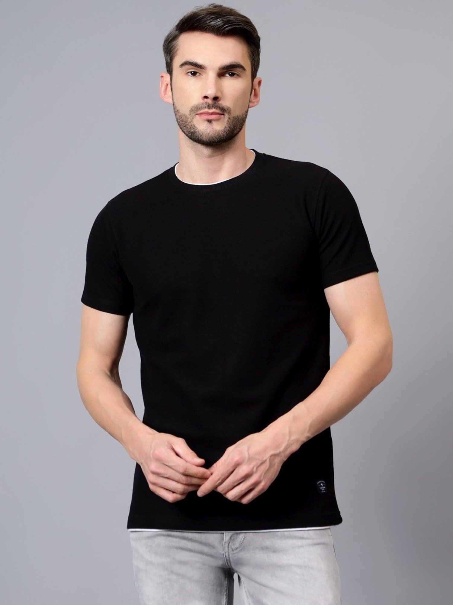Cantabil Black Regular Fit T-Shirt