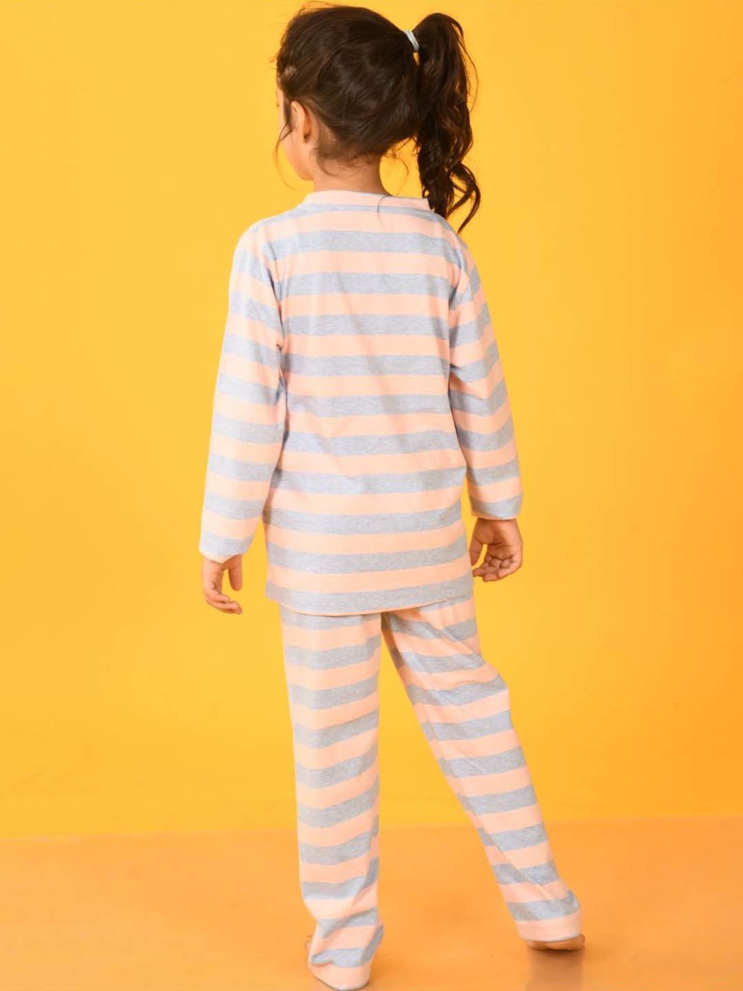 Anthrilo Kids Multicolour Cotton Striped Full Sleeves T-Shirt & Trouser