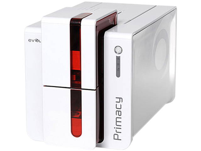 Evolis - PM1H0000LD - Evolis, Primacy Dual Sided Printer With Lcd Screen, Red Trim