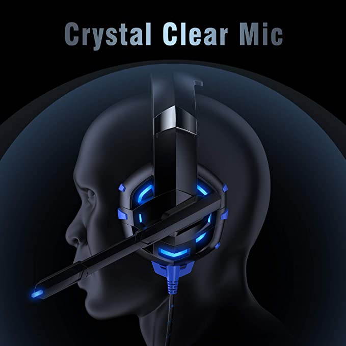 Gaming Headset Xbox One Headset PS4 Headset with Crystal Clear Mic & LED Light, Compatible with PC, PS4, Xbox One Controller(Adapter Not Included)