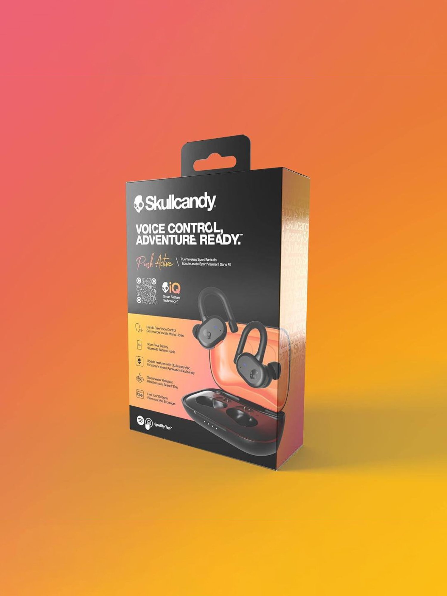 Skullcandy Push Active In Ear BT Earbuds with 44 Hr Total Battery (Black & Orange, Truly Wireless)