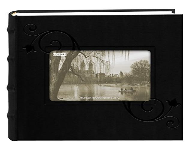 Pioneer Embossed Floral Frame Leatherette Cover Photo Album, Black